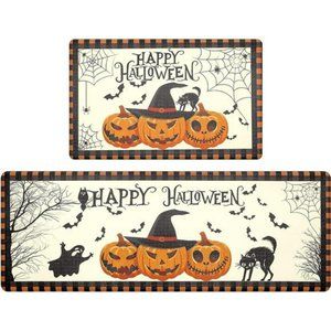Happy Halloween Kitchen Mat Set of 2, Anti Fatigue Kitchen Rugs, Non Slip